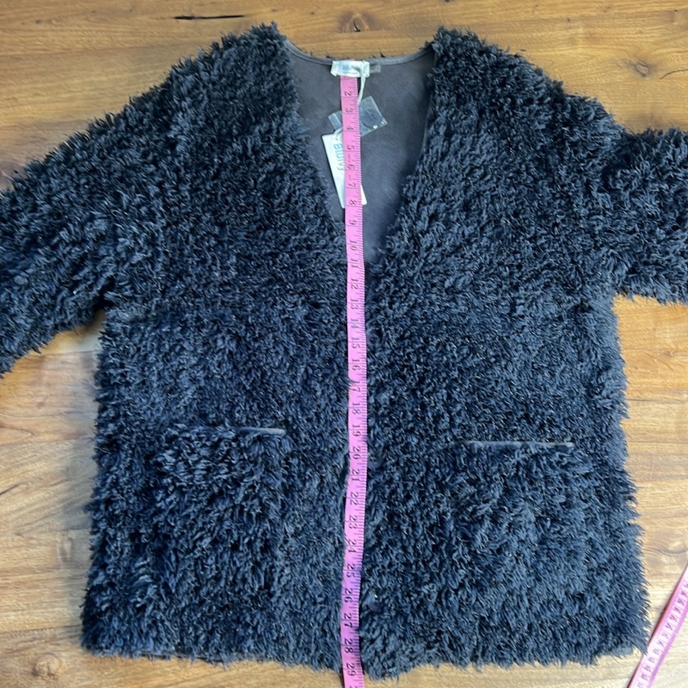 Bluivy COAT Winter Warm Faux Fur Black Shaggy Fluffy Holiday Gift Party - Picture 11 of 16